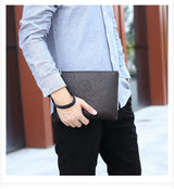 Brown Classic Men's PU Leather Clutch Bag - Slim Business Wristlet & Travel Pouch - Rear View