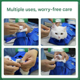Size L Blue Multi-Functional Cat Grooming Bag - Anti-Scratch Restraint Pouch for Nail Trimming and Vet Visits