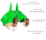 Size L Green Multi-Functional Cat Grooming Bag - Anti-Scratch Restraint Pouch for Nail Trimming and Vet Visits - Top-Down View