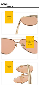 Style C5 Gold Frame Green Lenses Chic Oversized Aviator Sunglasses - Retro Metal Frame with UV400 Protection for Women - 45-Degree Angle