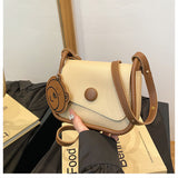 Khaki and Brown Chic PU Leather Crossbody Bag with Cute Bear Charm - Adjustable Strap Shoulder Purse - Front View