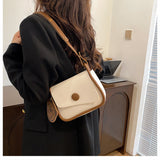 White and Brown Chic PU Leather Crossbody Bag with Cute Bear Charm - Adjustable Strap Shoulder Purse - Top-Down View