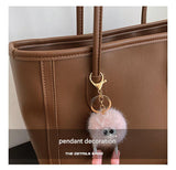 Brown Chic Large Capacity Tote Bag - PU Leather Commuter Shoulder Handbag for Women - Rear View
