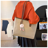 Brown Chic Large Capacity Tote Bag - PU Leather Commuter Shoulder Handbag for Women - Extra Image