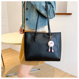 Khaki and Brown Chic Large Capacity Tote Bag - PU Leather Commuter Shoulder Handbag for Women