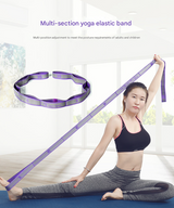 Blue and Purple 9-Loop Yoga Stretch Strap - Numbered Band for Flexibility and Physical Therapy - Front View