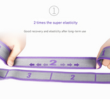 Blue and Purple 9-Loop Yoga Stretch Strap - Numbered Band for Flexibility and Physical Therapy - Rear View