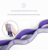 Blue and Purple 9-Loop Yoga Stretch Strap - Numbered Band for Flexibility and Physical Therapy - Low Angle