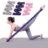 Dark Blue Instructional Yoga Stretch Strap with Embroidered Pose Guide - 11-Loop Flexibility Band - Front View