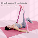 Dark Blue Instructional Yoga Stretch Strap with Embroidered Pose Guide - 11-Loop Flexibility Band - Side View