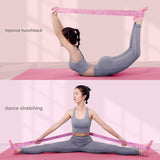 Dark Blue Instructional Yoga Stretch Strap with Embroidered Pose Guide - 11-Loop Flexibility Band - 45-Degree Angle