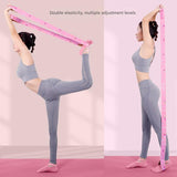 Grey Instructional Yoga Stretch Strap with Embroidered Pose Guide - 11-Loop Flexibility Band - Top-Down View