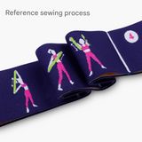 Grey Instructional Yoga Stretch Strap with Embroidered Pose Guide - 11-Loop Flexibility Band - Low Angle