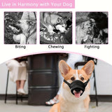 3 Pcs Size XL Black Breathable Mesh Dog Muzzle - Soft & Comfortable Guard to Prevent Biting, Allows Panting and Drinking