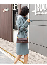 Brown Elegant Vintage Baguette Shoulder Bag - Chic PU Leather Underarm Purse with Gold Clasp - Low Angle