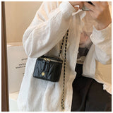 Black Chic Quilted Mini Box Crossbody Bag - Luxury Style Chain Purse for Women - Rear View