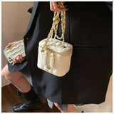 Beige Chic Quilted Mini Box Crossbody Bag - Luxury Style Chain Purse for Women