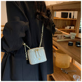 Beige Chic Quilted Mini Box Crossbody Bag - Luxury Style Chain Purse for Women - Rear View