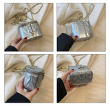 Pink Chic Quilted Mini Box Crossbody Bag - Luxury Style Chain Purse for Women - Top-Down View