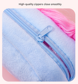 Purple and Blonde Hair Cute Plush Monster Pencil Case - Fluffy Stationery Pouch with DIY Styleable Hair for Kids - 45-Degree Angle
