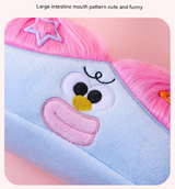 Light Green and Green Hair Cute Plush Monster Pencil Case - Fluffy Stationery Pouch with DIY Styleable Hair for Kids - Top-Down View