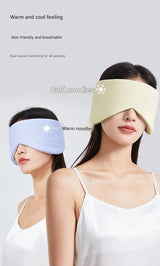 Beige Reversible All-Season Sleep Mask - Cooling & Warming with Sound Muffling Ear Covers Function - Top-Down View