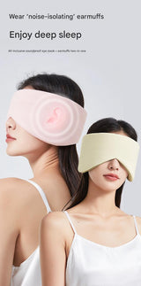 Black Reversible All-Season Sleep Mask - Cooling & Warming with Sound Muffling Ear Covers Function - Front View