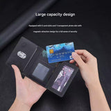 Dark Blue 3-in-1 Magnetic Wallet for MagSafe - Slim PU Leather Card Holder with Kickstand - Close-Up Angle