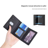 Dark Green 3-in-1 Magnetic Wallet for MagSafe - Slim PU Leather Card Holder with Kickstand - Rear View