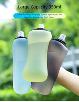 Black Collapsible Handheld Running Flask - 350ml Lightweight Silicone Water Bottle with Bite Valve - Side View