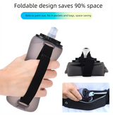 Yellow Collapsible Handheld Running Flask - 350ml Lightweight Silicone Water Bottle with Bite Valve