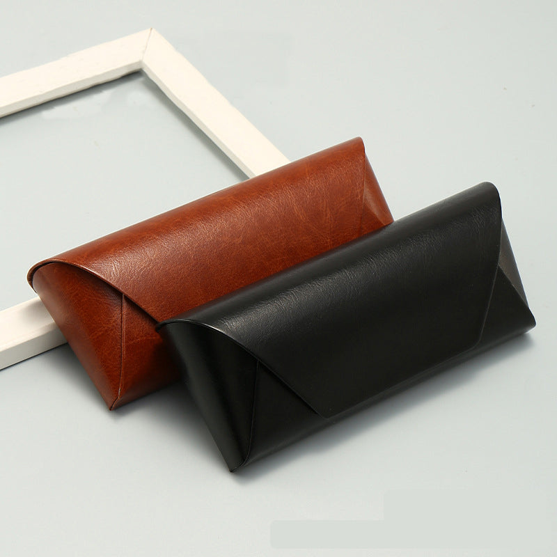 2 Pcs Black Vintage Style PU Leather Eyewear Case - Protective Hard Shell with Soft Lining