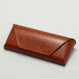2 Pcs ( 1 Brown + 1 Black ) Vintage Style PU Leather Eyewear Case - Protective Hard Shell with Soft Lining - Front View