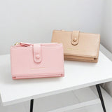 Light Brown Compact Bifold Wallet for Women - High Capacity PU Leather Purse with Zipper Coin Pocket - Extra Image