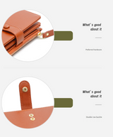 Khaki Compact Bifold Wallet for Women - High Capacity PU Leather Purse with Zipper Coin Pocket