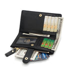 Pink Compact Bifold Wallet for Women - High Capacity PU Leather Purse with Zipper Coin Pocket