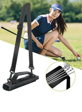 Blue Compact Golf Club Carrier - Lightweight Sunday Practice Bag for Driving Range - Low Angle