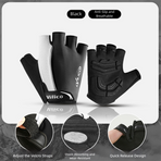 Size L Black Padded Half-Finger Cycling Gloves - Breathable Shock-Absorbing Workout Gloves for Gym & Fitness