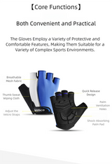 Size L Black Padded Half-Finger Cycling Gloves - Breathable Shock-Absorbing Workout Gloves for Gym & Fitness - Rear View