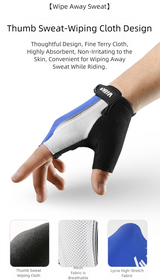 Size XL Black Padded Half-Finger Cycling Gloves - Breathable Shock-Absorbing Workout Gloves for Gym & Fitness - Close-Up Angle