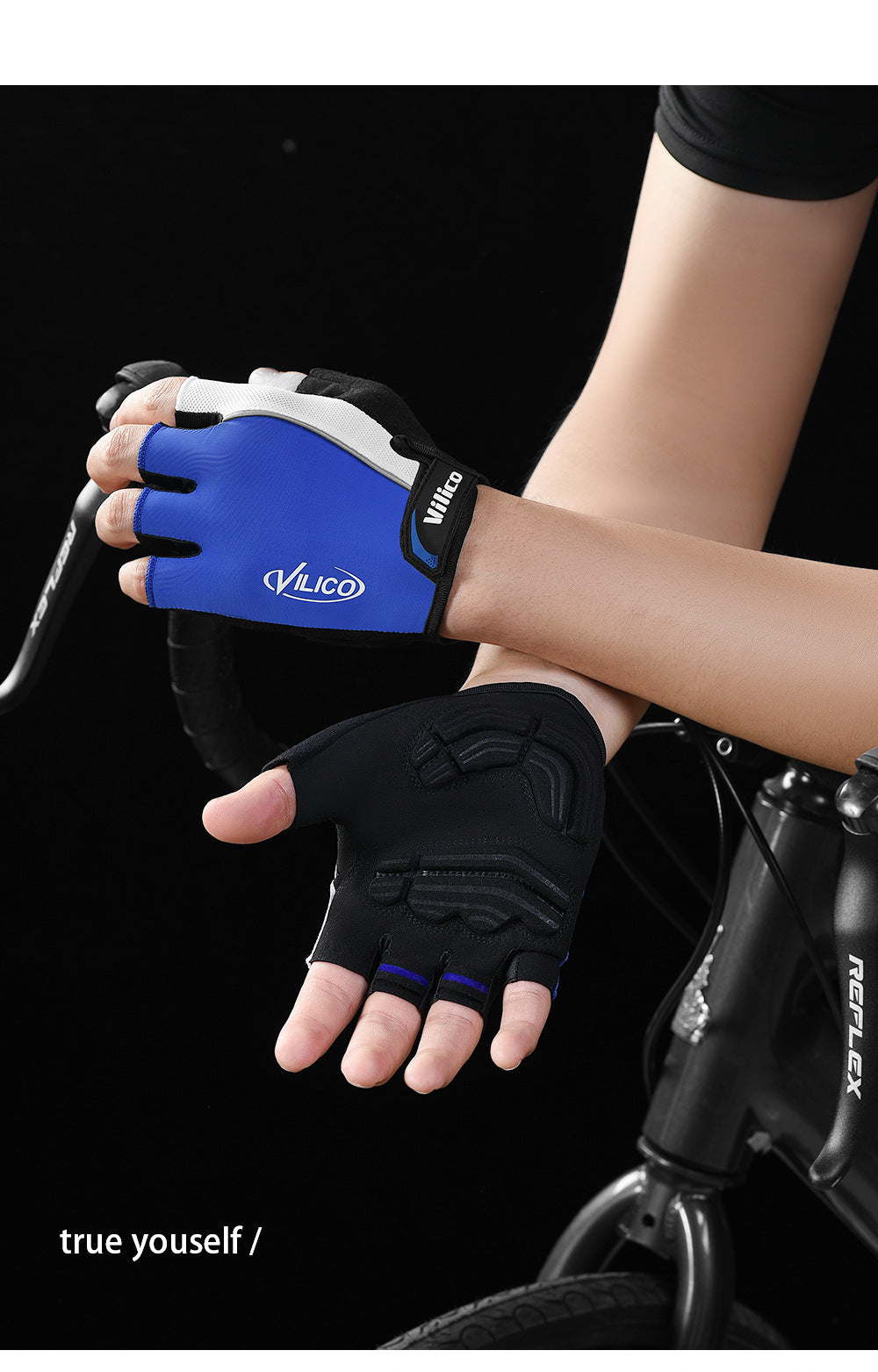 Size XL Black Padded Half-Finger Cycling Gloves - Breathable Shock-Absorbing Workout Gloves for Gym & Fitness