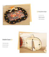 Black and Orange Stripes Pattern Festive Pumpkin Photo Frame - Rustic Halloween Tabletop Picture Holder - Side View