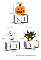 Orange Pumpkin Shape Festive Halloween Countdown Blocks - Reusable Wooden Perpetual Calendar for Desk Decor - Side View