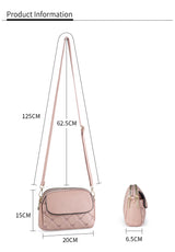 Pink Chic Quilted Crossbody Bag - Multi-Compartment PU Leather Shoulder Purse