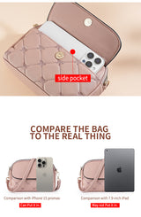 Pink Chic Quilted Crossbody Bag - Multi-Compartment PU Leather Shoulder Purse