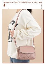 Pink Chic Quilted Crossbody Bag - Multi-Compartment PU Leather Shoulder Purse - Extra Image