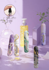 Light Pink Chic Marble Travel Perfume Atomizer Set (3-Pack) - 5ml Leakproof Bottom-Fill Spray Bottles - Top-Down View