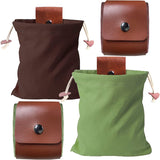 Khaki Collapsible Canvas Foraging Pouch - Hands-Free Belt Bag for Hiking & Camping Activities - Front View