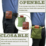 Khaki Collapsible Canvas Foraging Pouch - Hands-Free Belt Bag for Hiking & Camping Activities - 45-Degree Angle