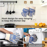 Blue and White Extreme Heat Resistant BBQ Gloves - Cut-Resistant Oven Mitts with Non-Slip Silicone Grip - 45-Degree Angle